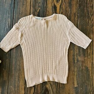 Vtg 100% Silk Cableknit Sweater Shirt